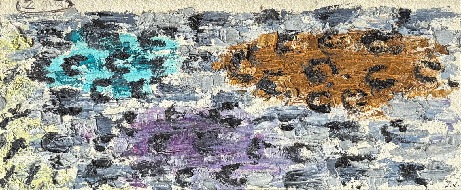 Jean Legros, Gouache auf Karton 1961 Atelierstempel geometrische Abstraktion