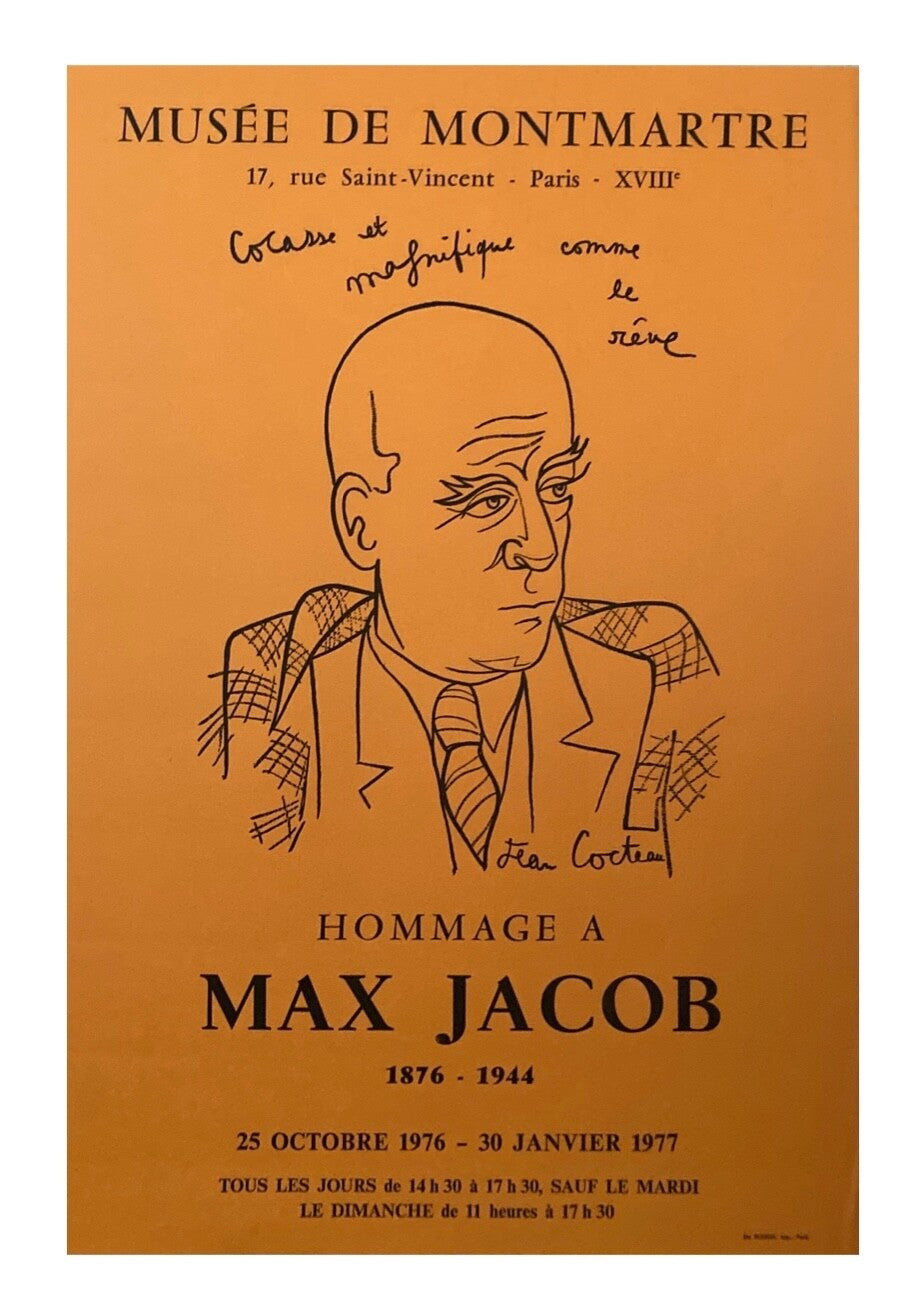 Jean Cocteau, Hommage à Max Jacob - Originales Lithografieplakat 1976