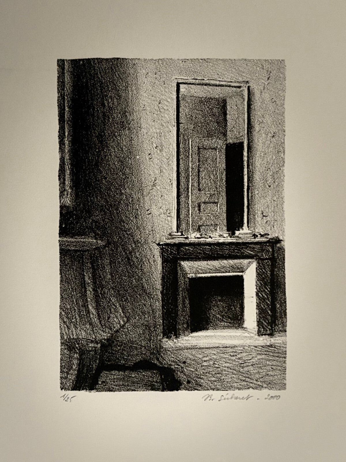 Jean-Baptiste Sécheret Lithografie signiert, postmoderne architektonische Figuration