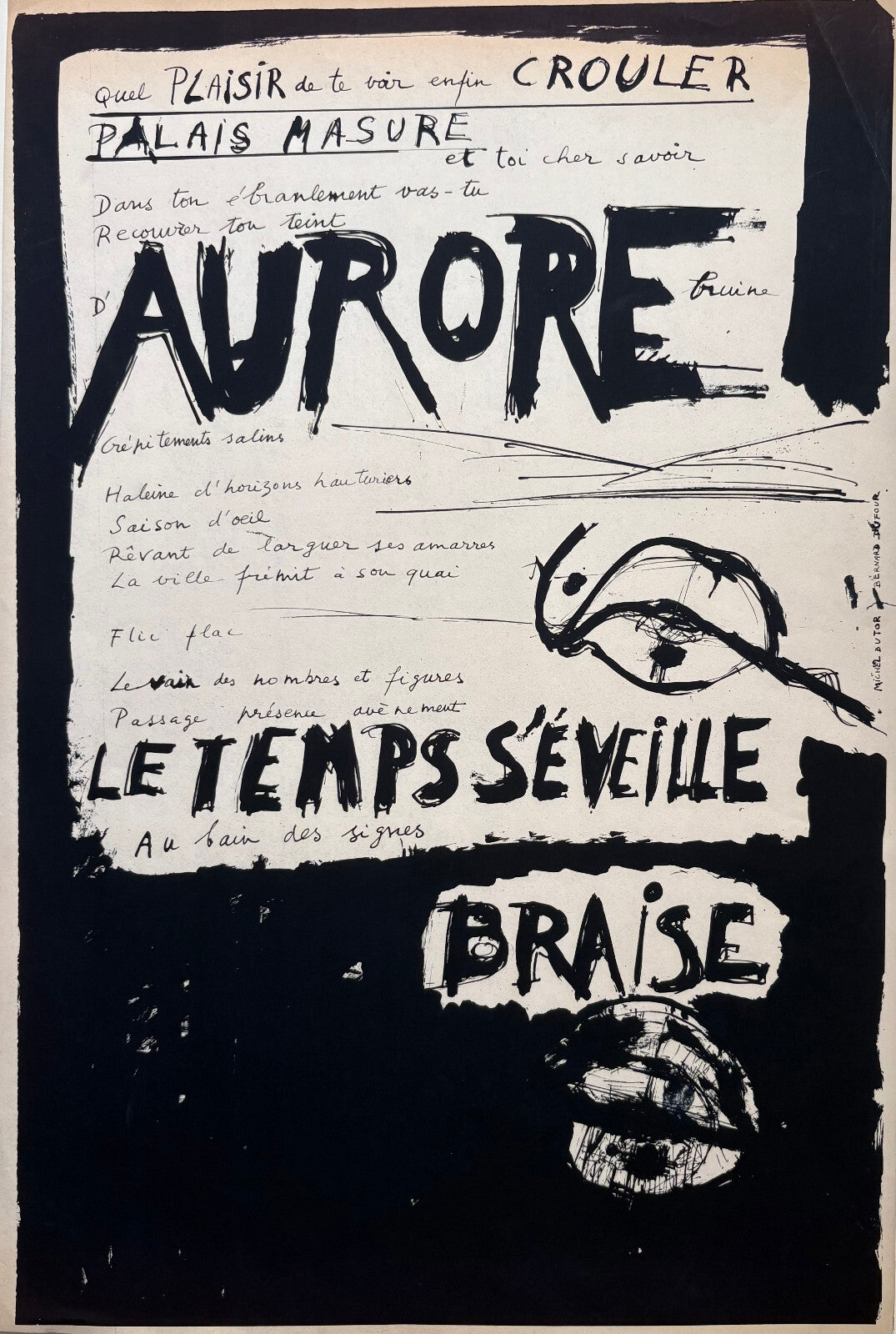 Bernard Dufour & Michel Butor, Affiche originale, 1968