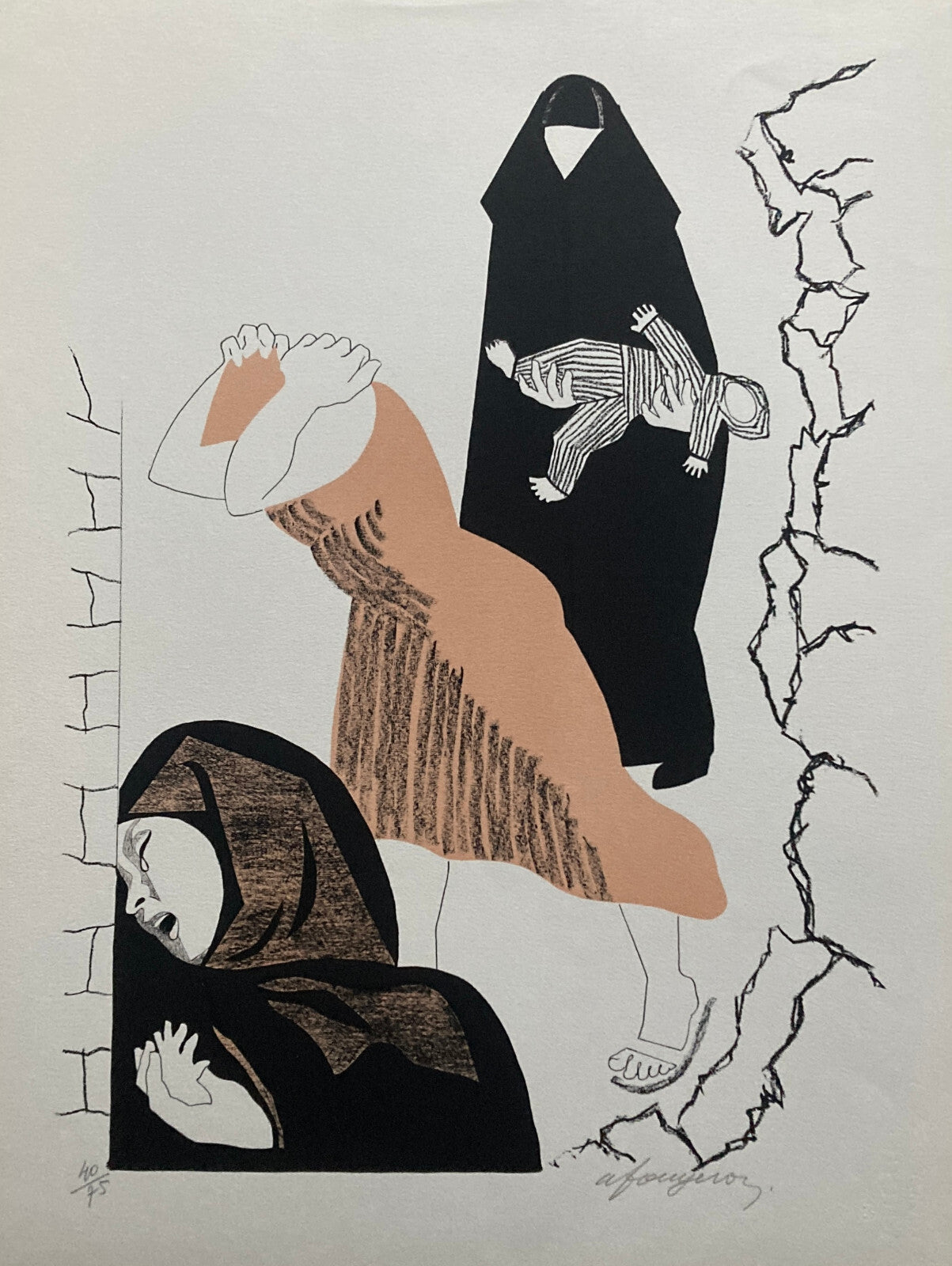 André Fougeron  Lithographie signiert, Postkubismus, Expressive Figuration