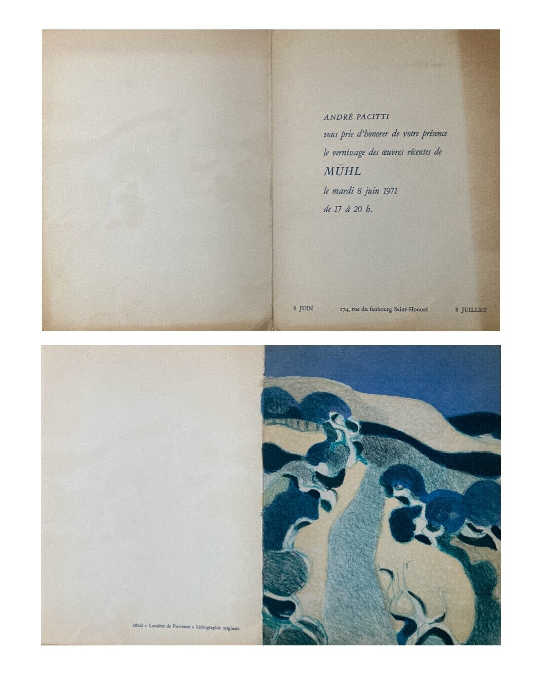 Roger Mühl, Lithographie originale, 1971