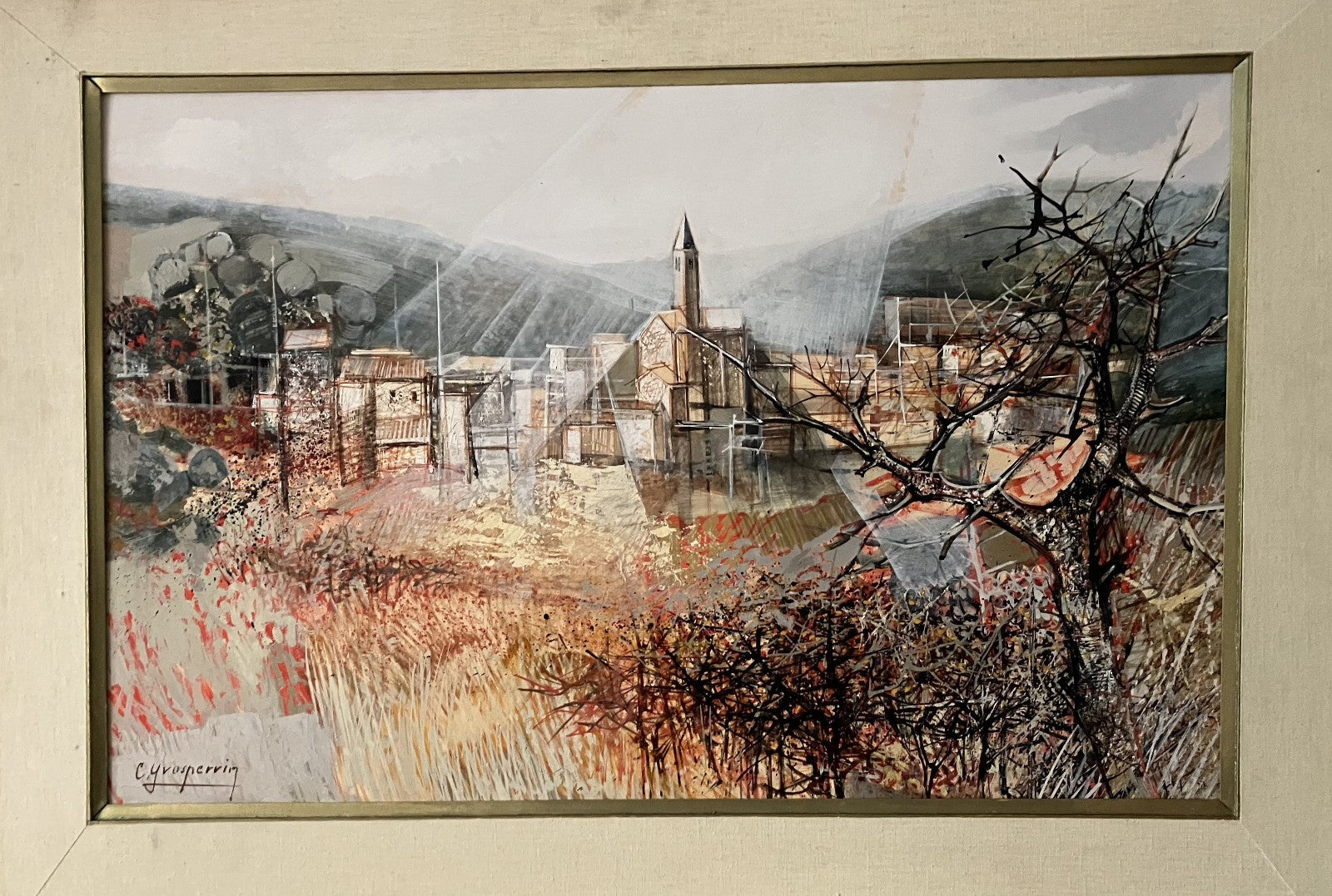 Claude Grosperrin Gouache, Tinte, Aquarell, signiert la Casa Velázquez Vétheuil