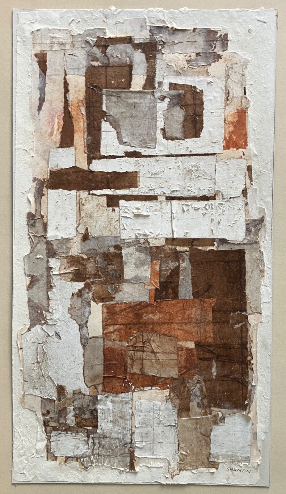 Anna Shanon Gouache Collage auf Karton signiert abstrakte Kunst Abstraktion abstract