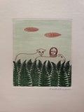 Minami Kaiko Original-Gravüre, signiert, „Sōsaku hanga“, 創作版画, kreativer Druck