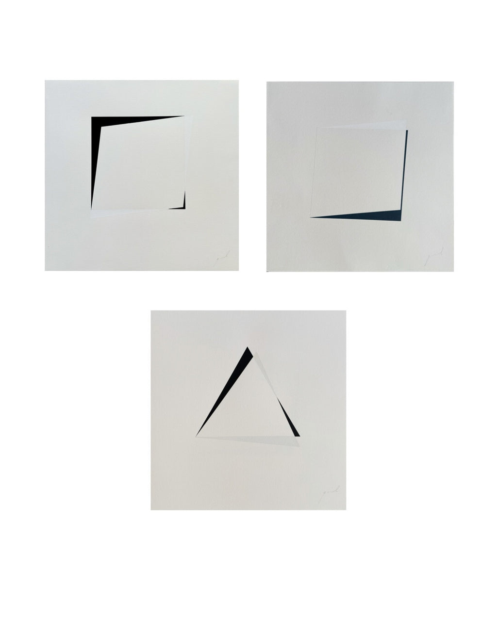 Gaël Bourmaud Triptyque de trois acrylique signées, 2013, art géométrique