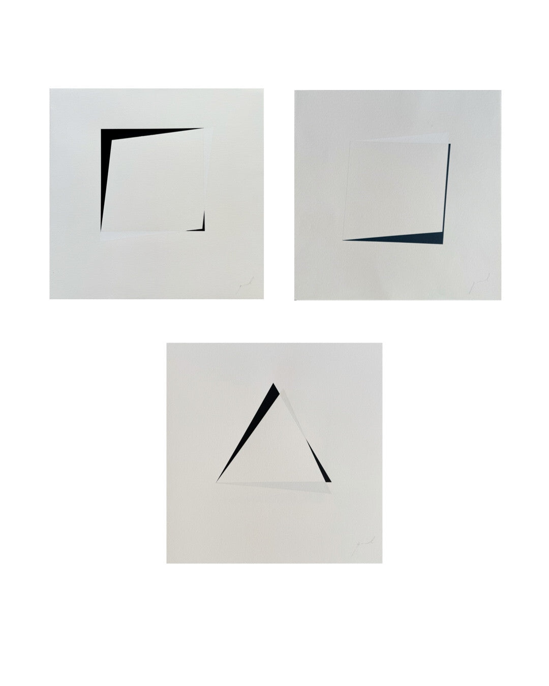 Gaël Bourmaud Triptyque de trois acrylique signées, 2013, art géométrique