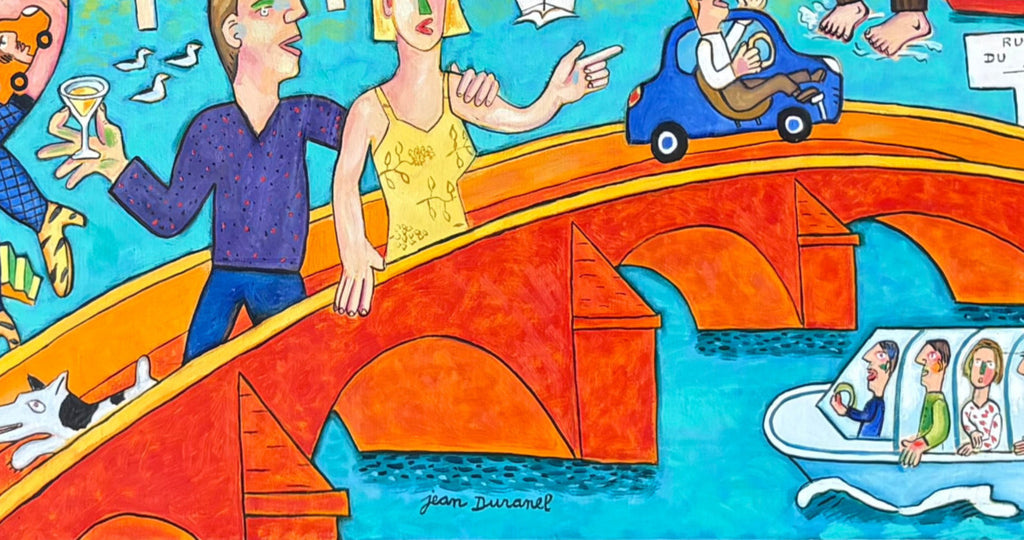 Jean Duranel Huile sur toile signée 1999, symbolisme, figuration indépendante