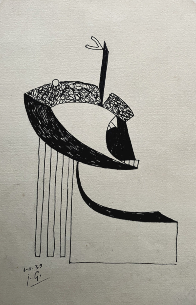 Julio Gonzales Tusche auf Papier, signiert 1939 abstrakte Kunst Skulptur abstrakte Kunst
