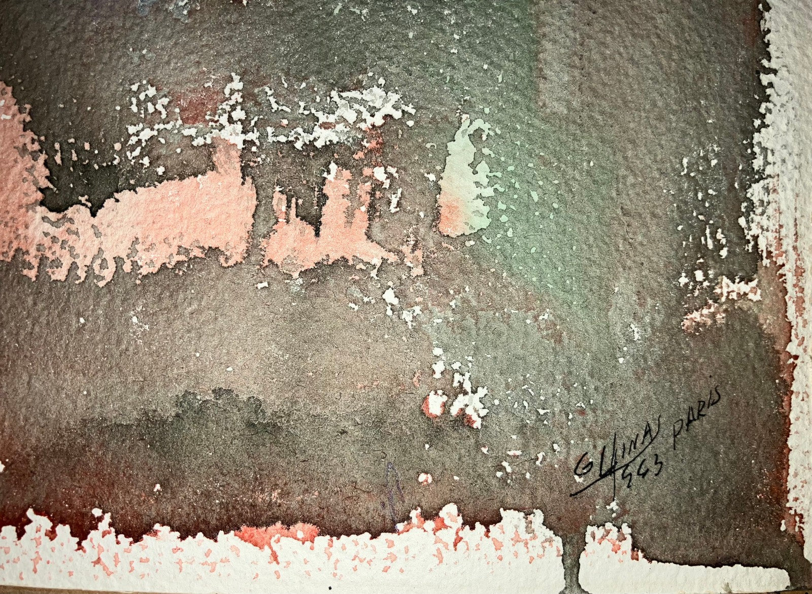Guido Llinas Tusche auf Papier signiert 1963 Kunst Kuba Havanna abstrakte Kunst