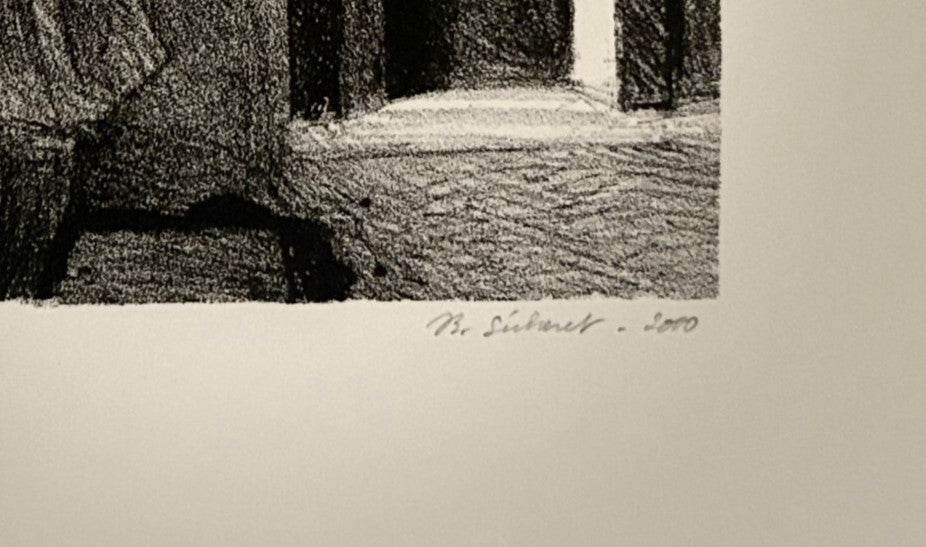 Jean-Baptiste Sécheret Lithografie signiert, postmoderne architektonische Figuration