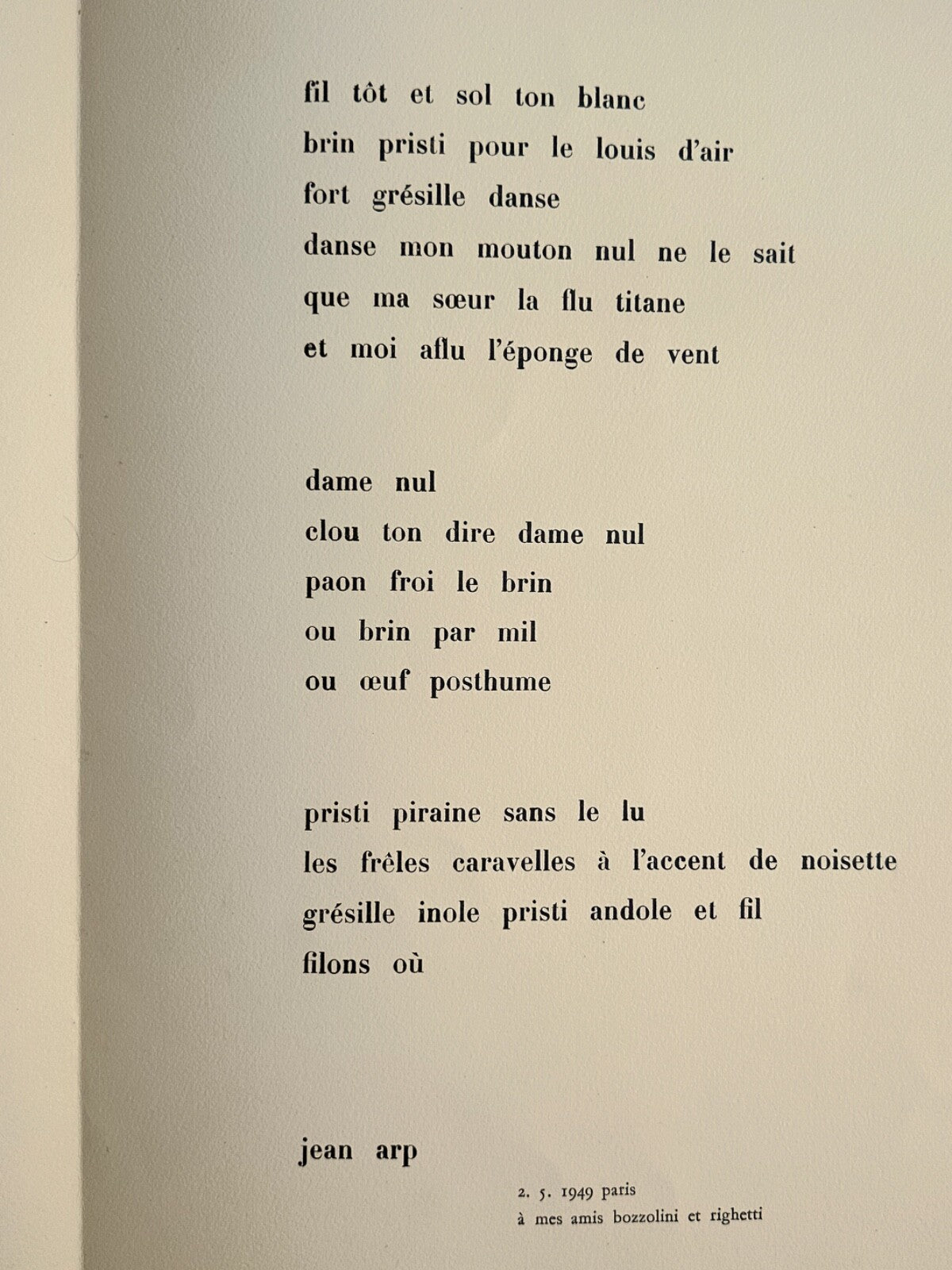 Silvano Bozzolini & Jean Arp, Gravure originale, 1949