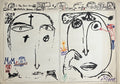 Michel Macréau Siebdruck signiert, handkoloriert, 3 Zeichnungen, Figuration libre, Art brut