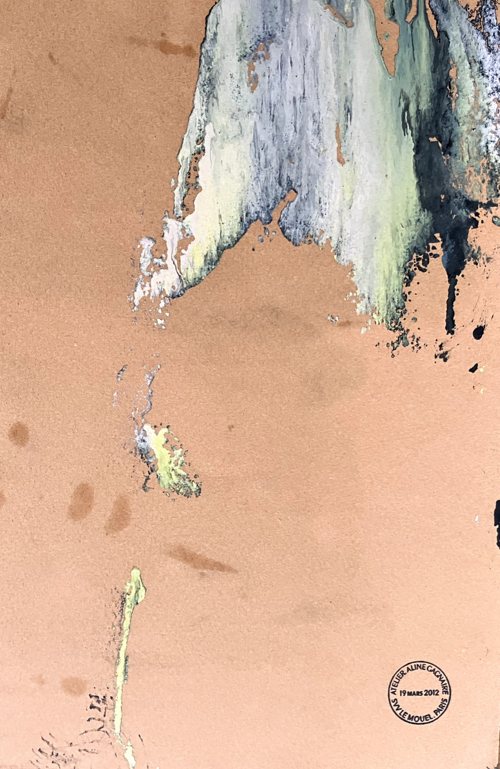 Aline Gagnaire Öl auf Papier, signiert, Surrealismus, abstrakte Kunst, Abstraktion, Kunst