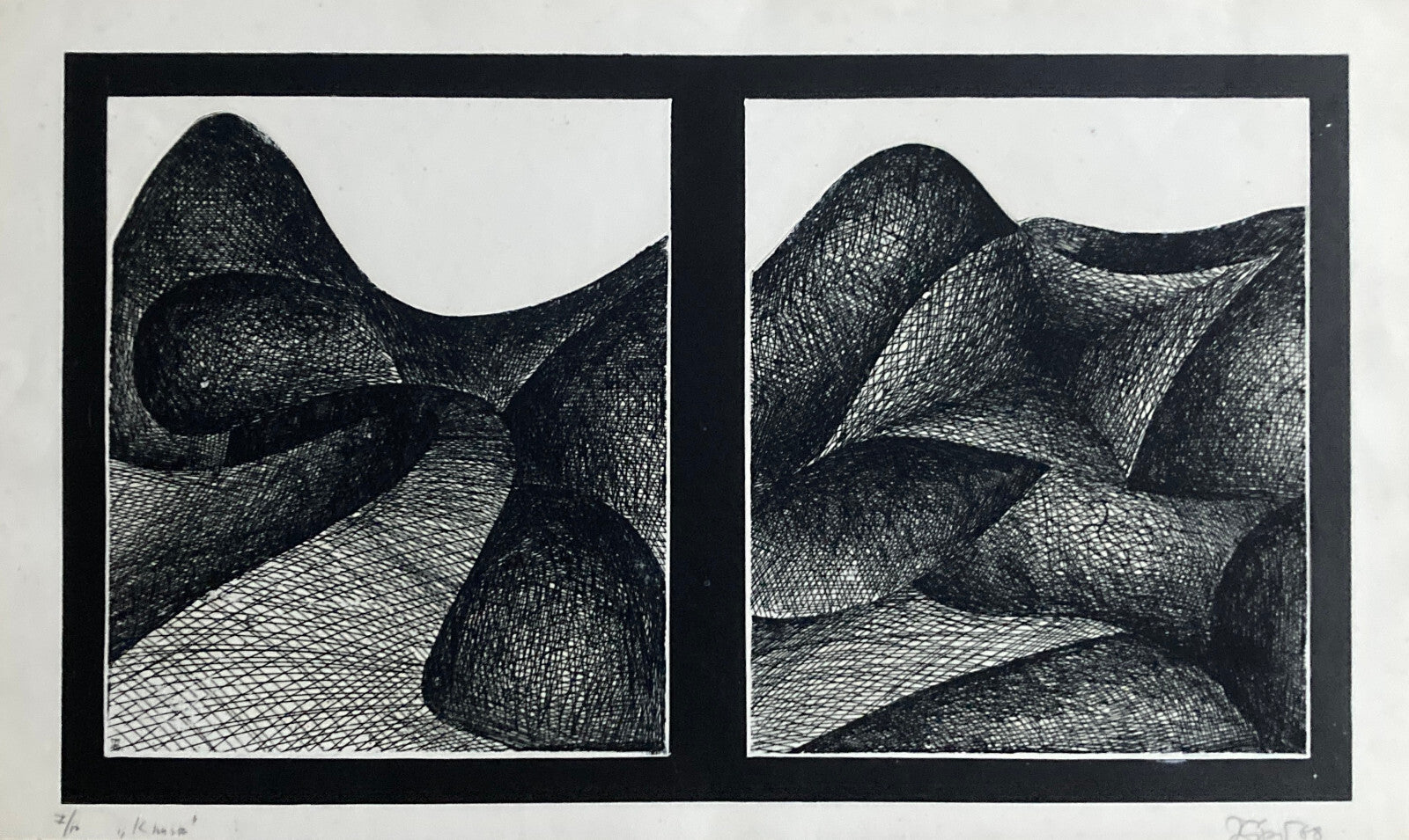 William Brui Gravur 1968, Signiert, lyrische Abstraktion, Informel, Abstrakt