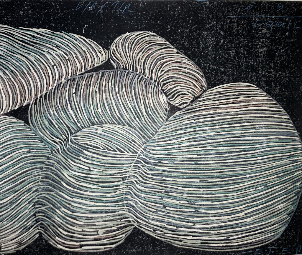 Vassil Popov Gravur Holzschnitt Original Diptychon Gleichgewicht Ewigkeit abstrakte Kunst