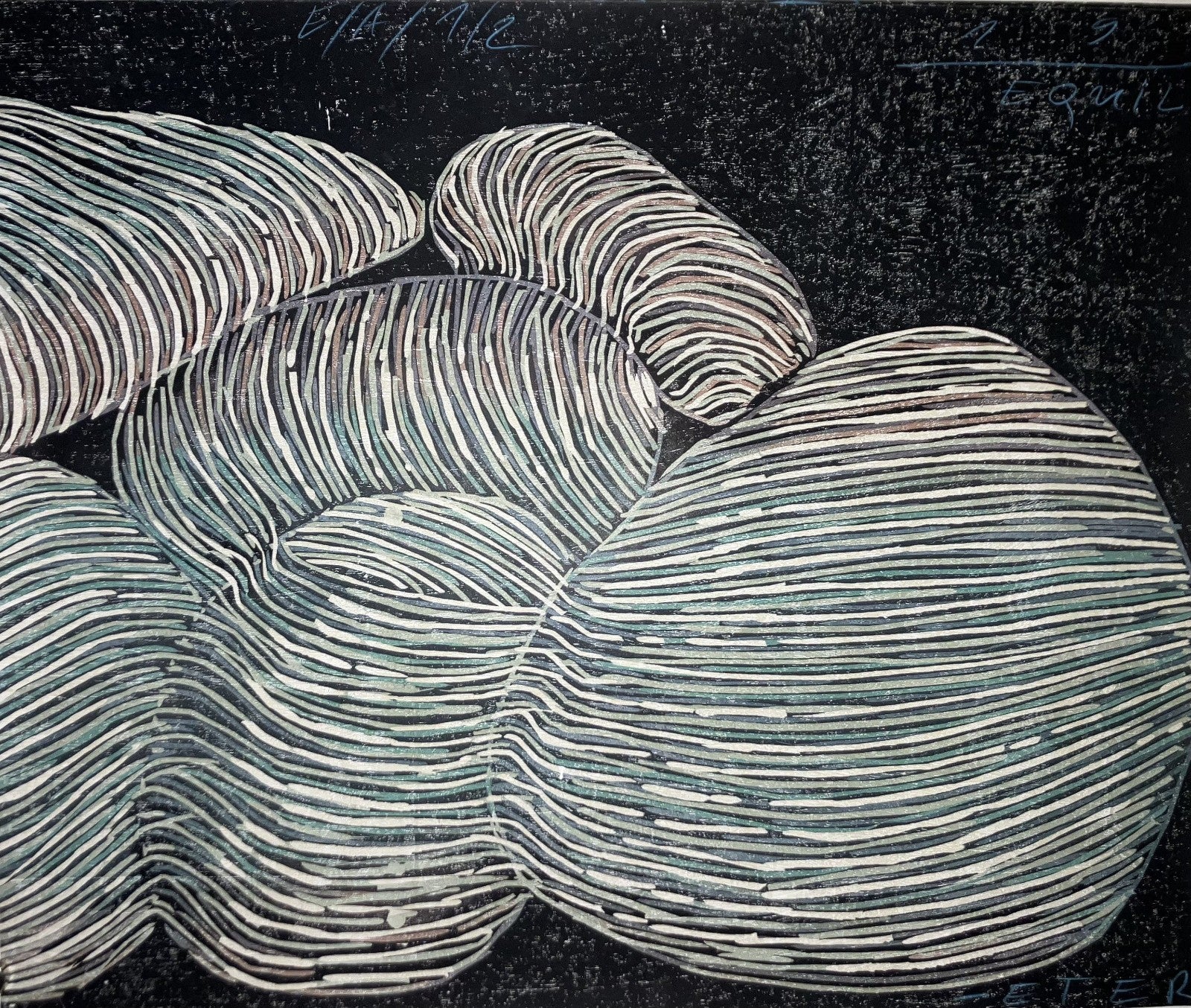 Vassil Popov Gravur Holzschnitt Original Diptychon Gleichgewicht Ewigkeit abstrakte Kunst