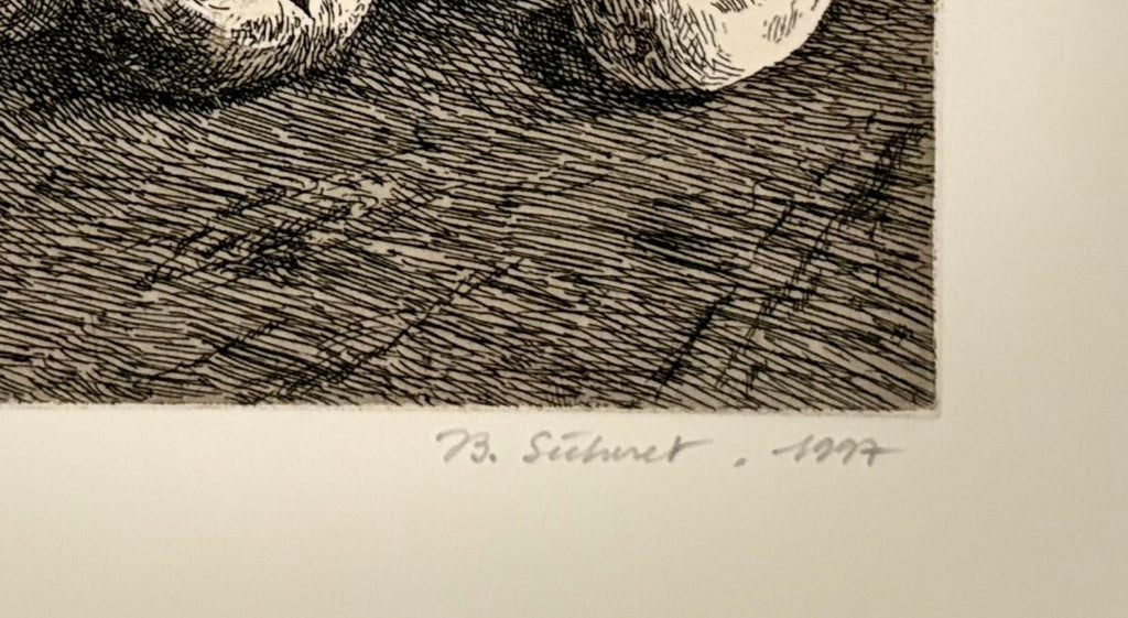 Jean-Baptiste Sécheret Radierung, signiert 1997, postmoderne architektonische Figuration