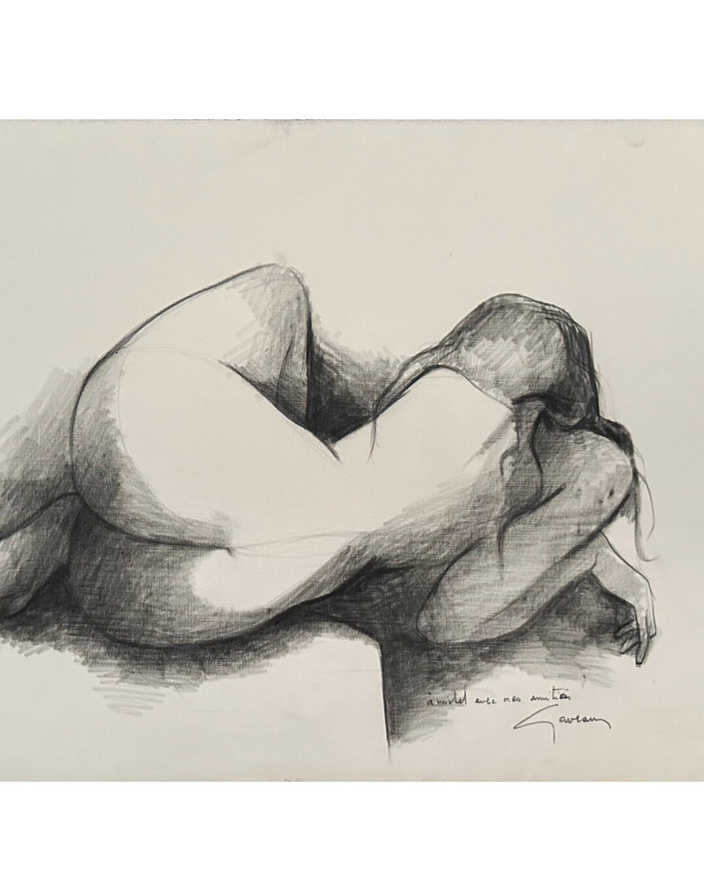 Claude Gaveau, Dessin au fusain, 1978