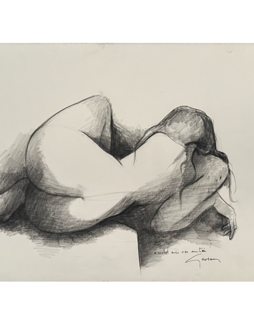 Claude Gaveau, Dessin au fusain, 1978