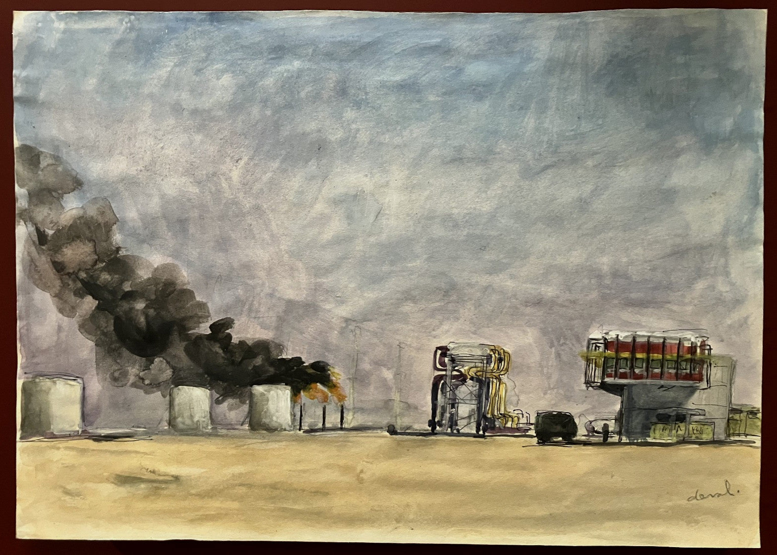 Pierre Deval Gouache und Aquarell auf Papier, signiert, Öl, Wüste, Reise, Orient