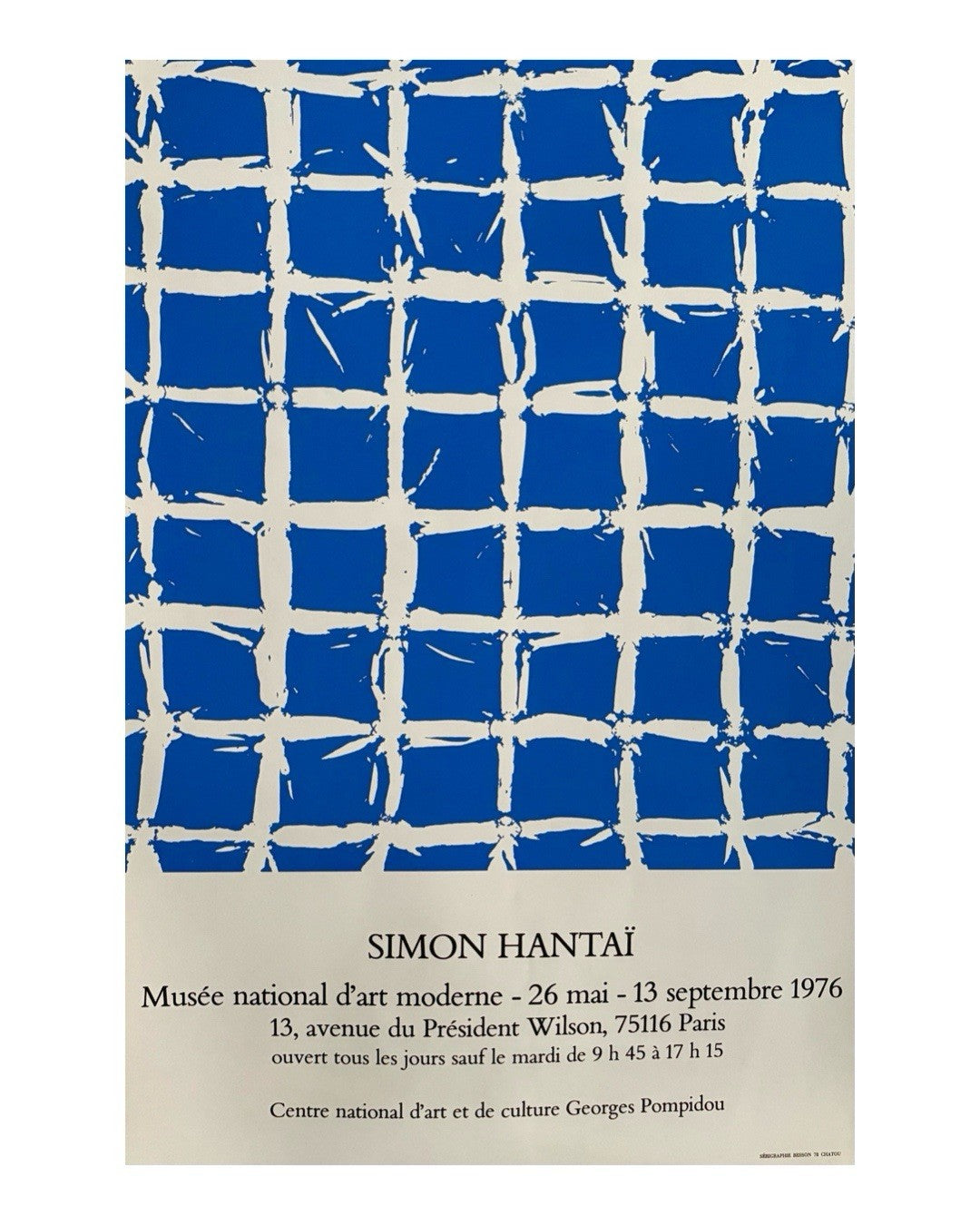 Simon Hantaï, Affiche originale, sérigraphie, 1976