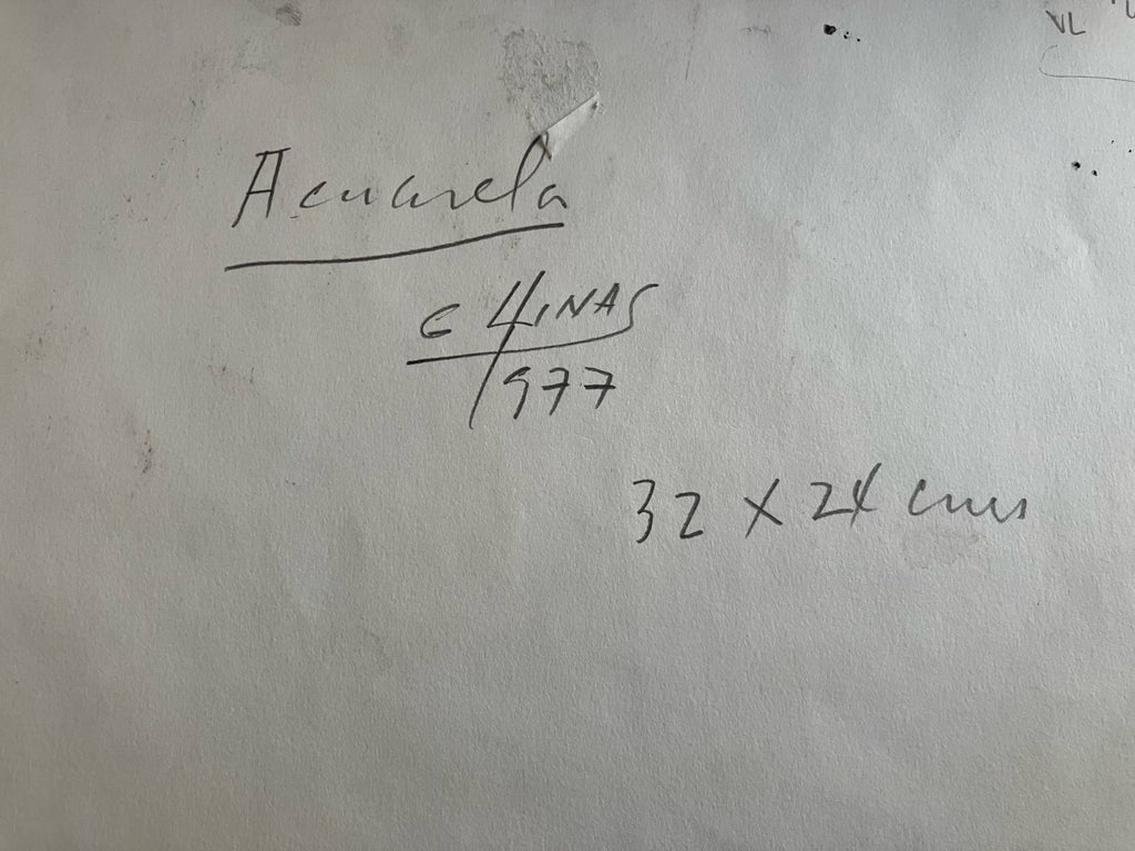 Guido Llinas Encre et aquarelle signée 1977 Los Once · Abstraction cubaine