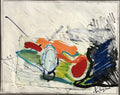 Xavier Longobardi Gouache Pastell Collage Papier signiert abstrakt Kunst
