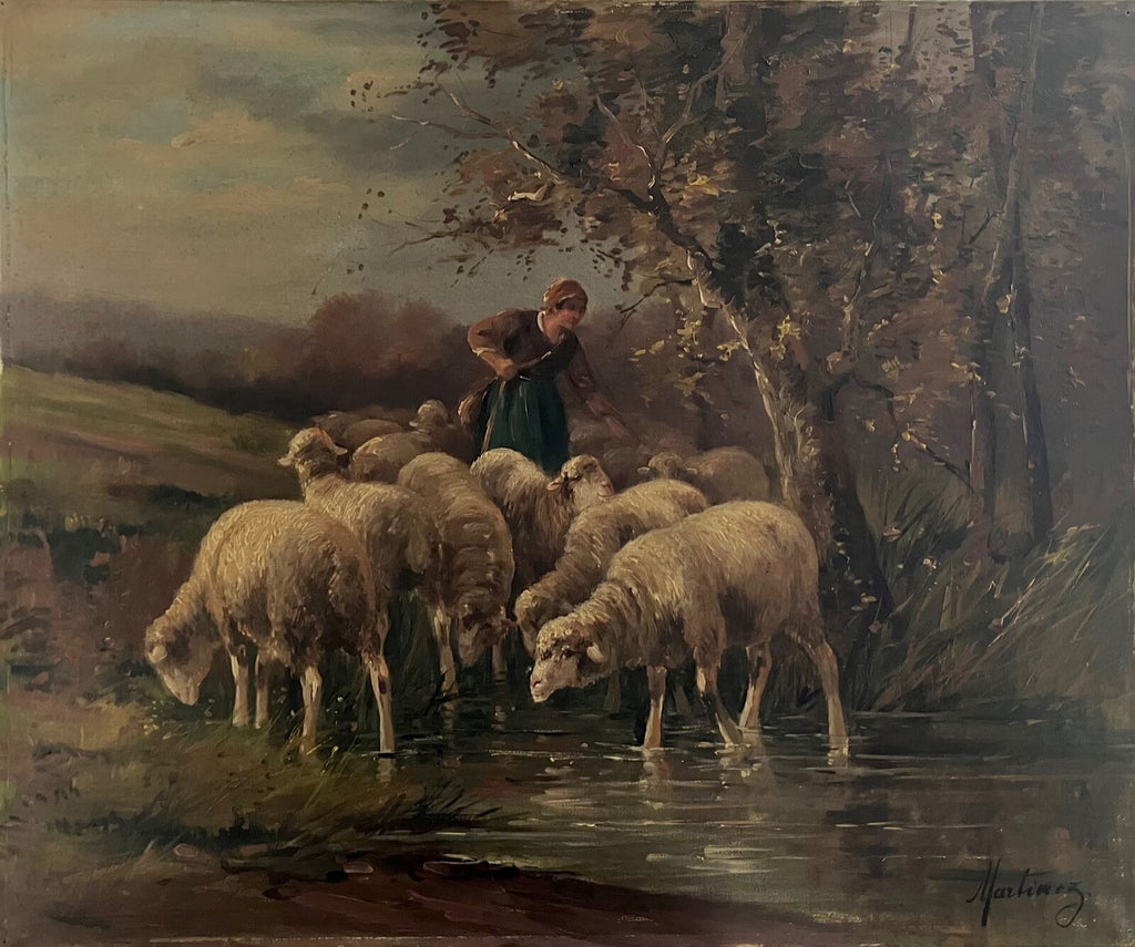 Pablo Del Rio Martinez Öl auf Leinwand signiert 1880 Impressionismus Kunst Barbizon Kunst