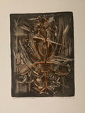 Roger Edgar Gillet signierte Lithografie 1957 Abstrakte Kunst Lyrische Abstraktion