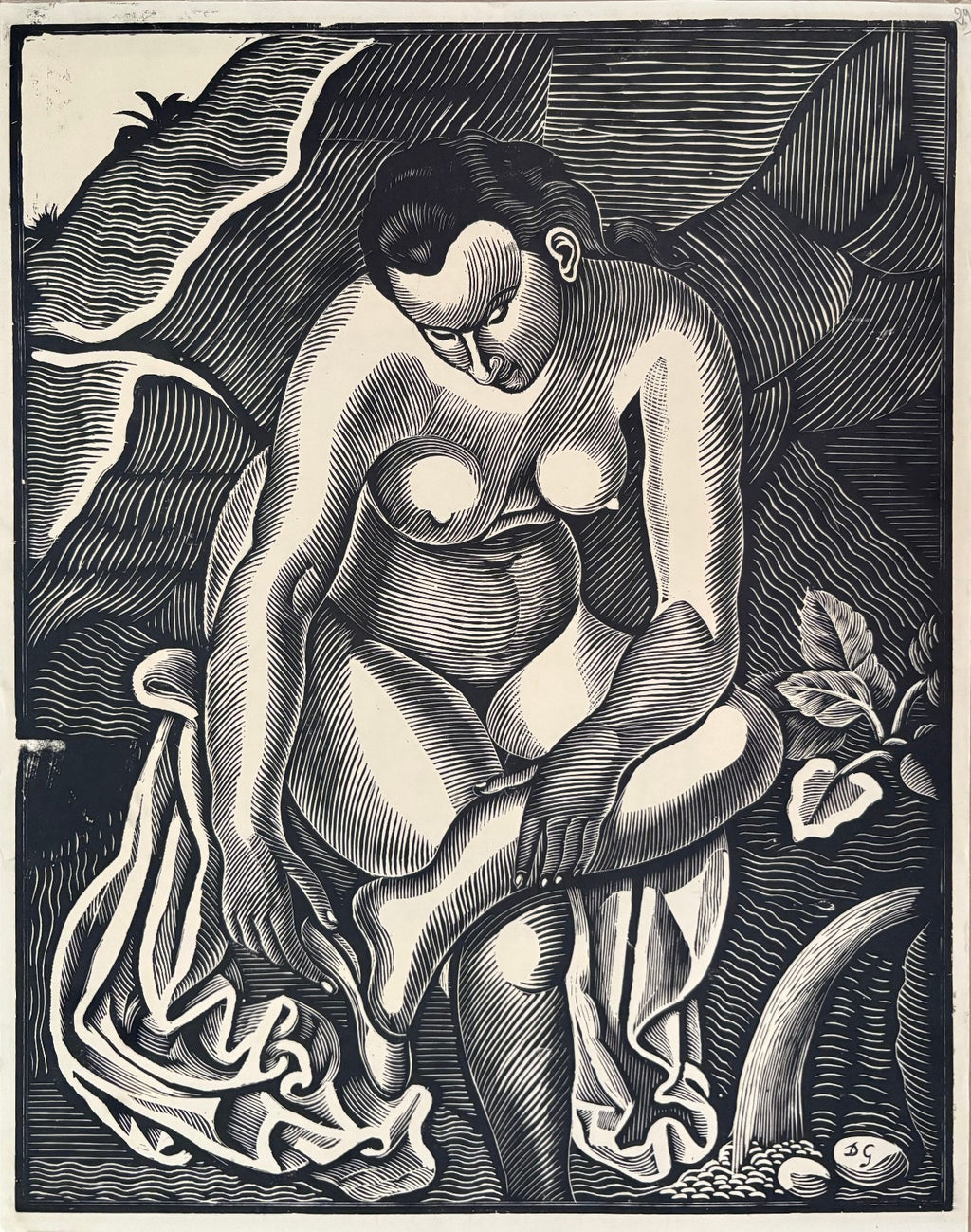 Demetrius Galanis Gravure sur bois 1925 sur Japon néo-classisisme moderne
