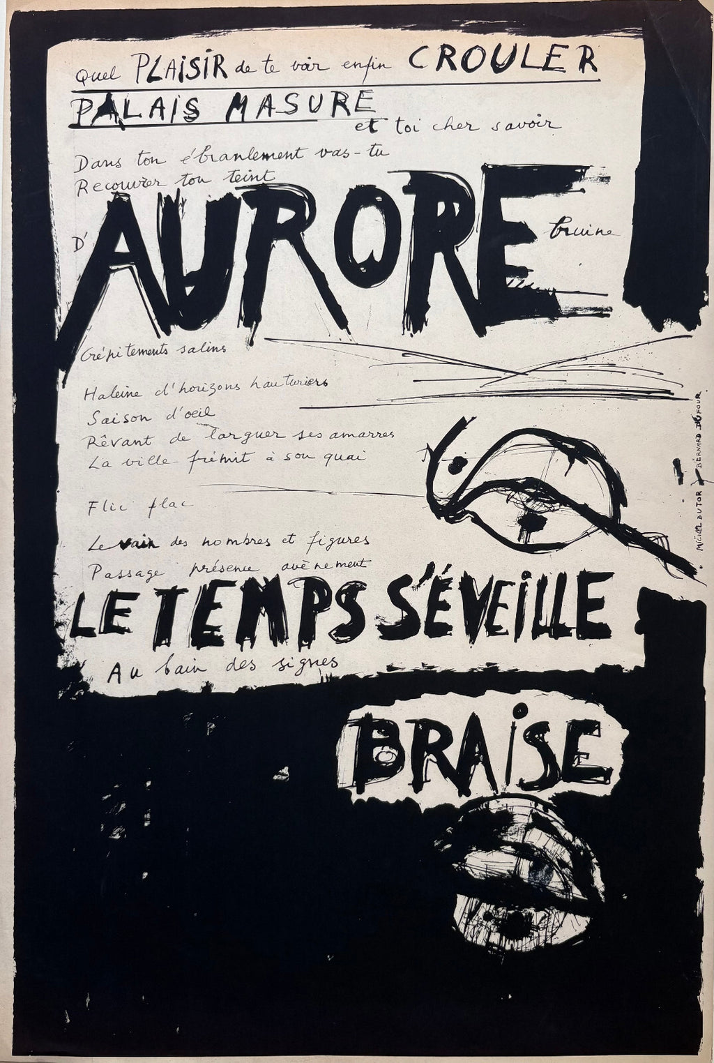 Bernard Dufour & Michel Butor, Affiche originale, 1968