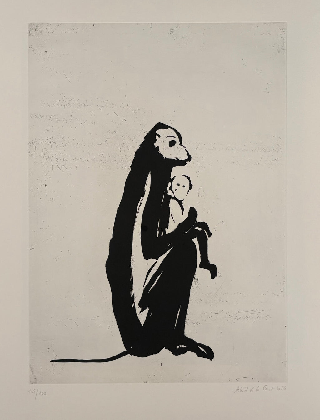 Astrid De La Forest Gravure signée abstraction lyrique, figuration allusive