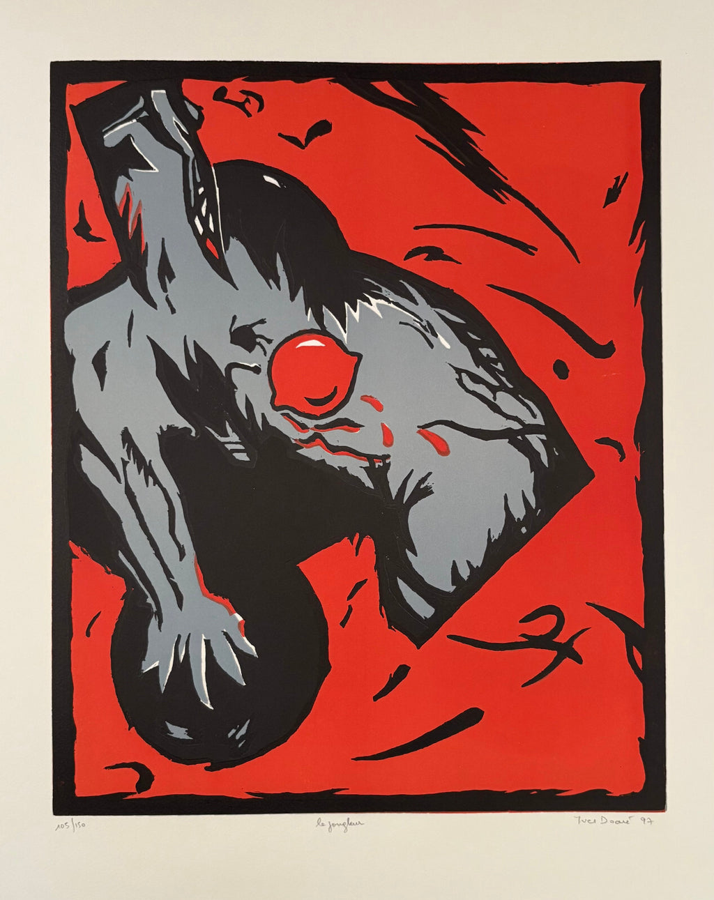 Yves Doaré Lithographie signiert, expressive Figuration, abstrakte Kunst, Abstraktion