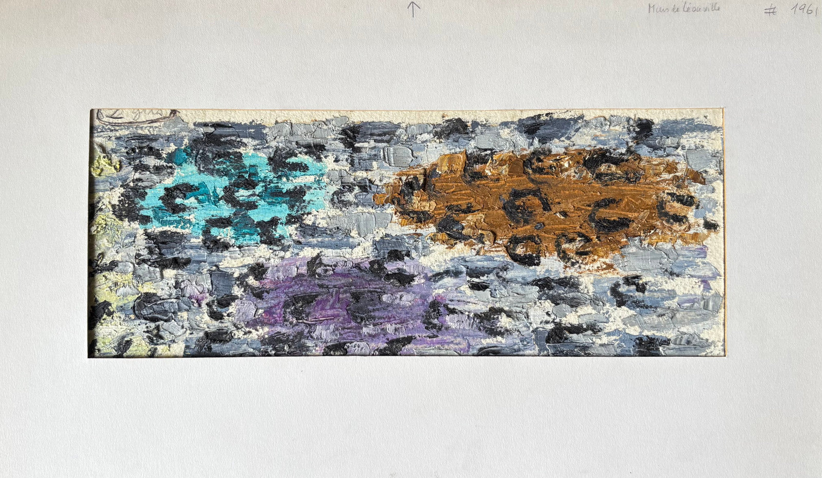 Jean Legros, Gouache auf Karton 1961 Atelierstempel geometrische Abstraktion