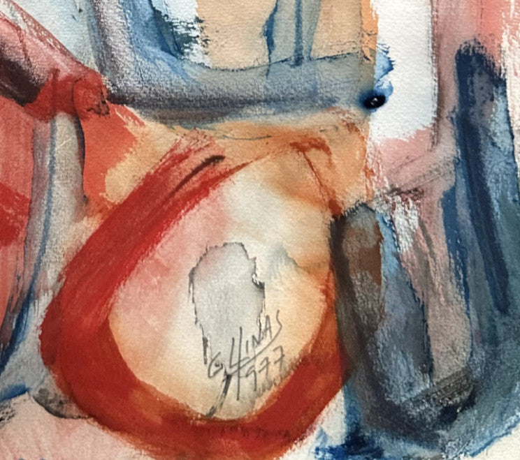 Guido Llinas Encre et aquarelle signée 1977 Los Once · Abstraction cubaine