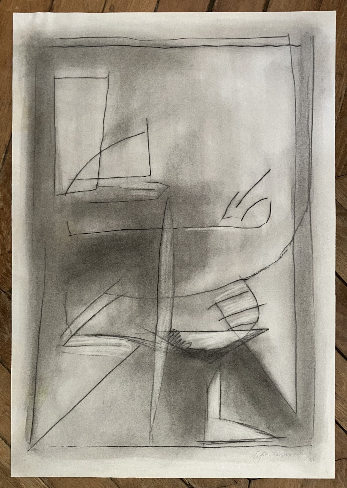 Albert Ràfols-Casamada Pastellzeichnung signiert abstrakte Kunst Abstraktion katalanische Kunst
