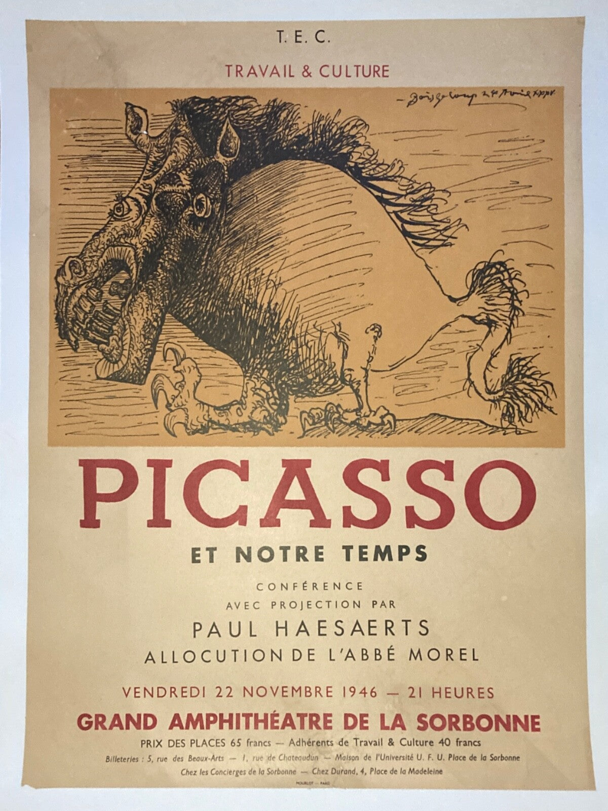 Pablo Picasso, Affiche, lithographie, 1946