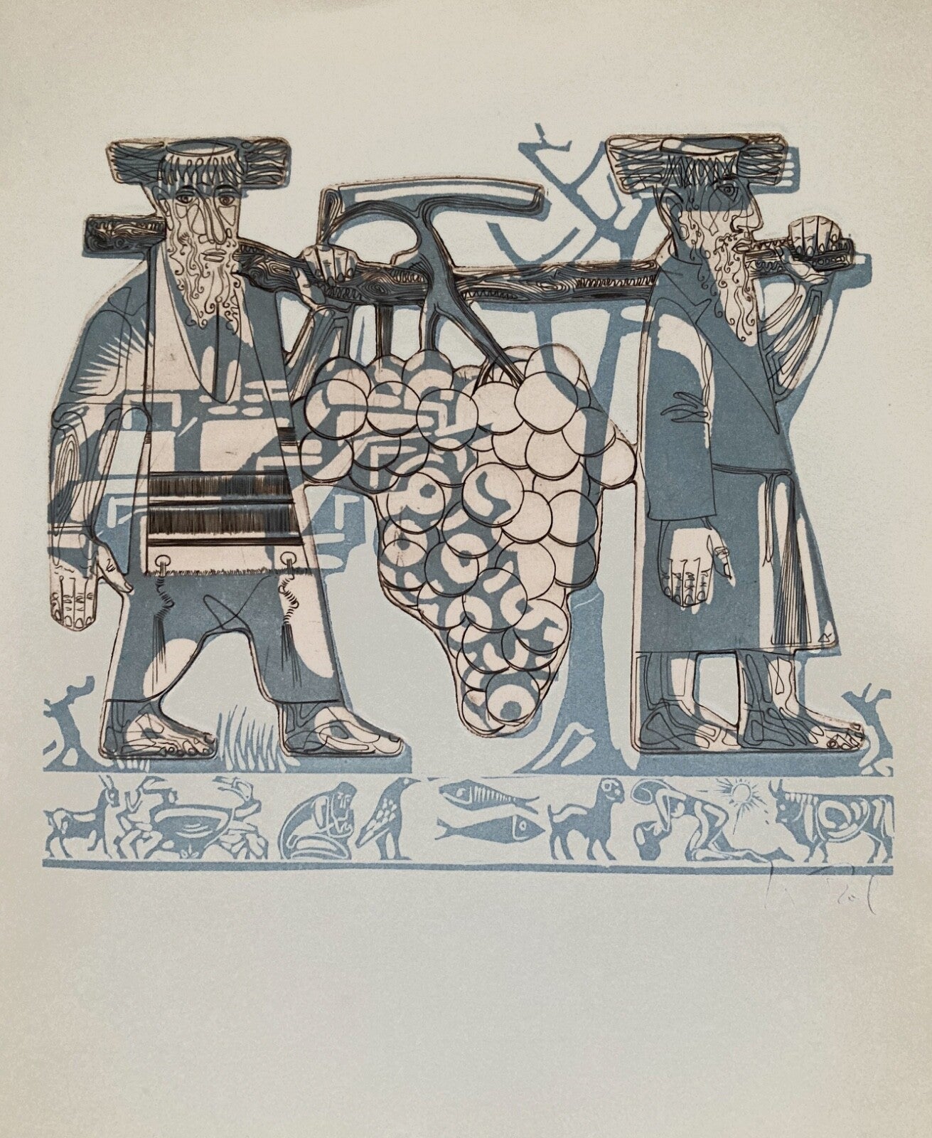 Abraham Krol Originalradierung Signiert Mystik Symbolik Bacchus Mythologie