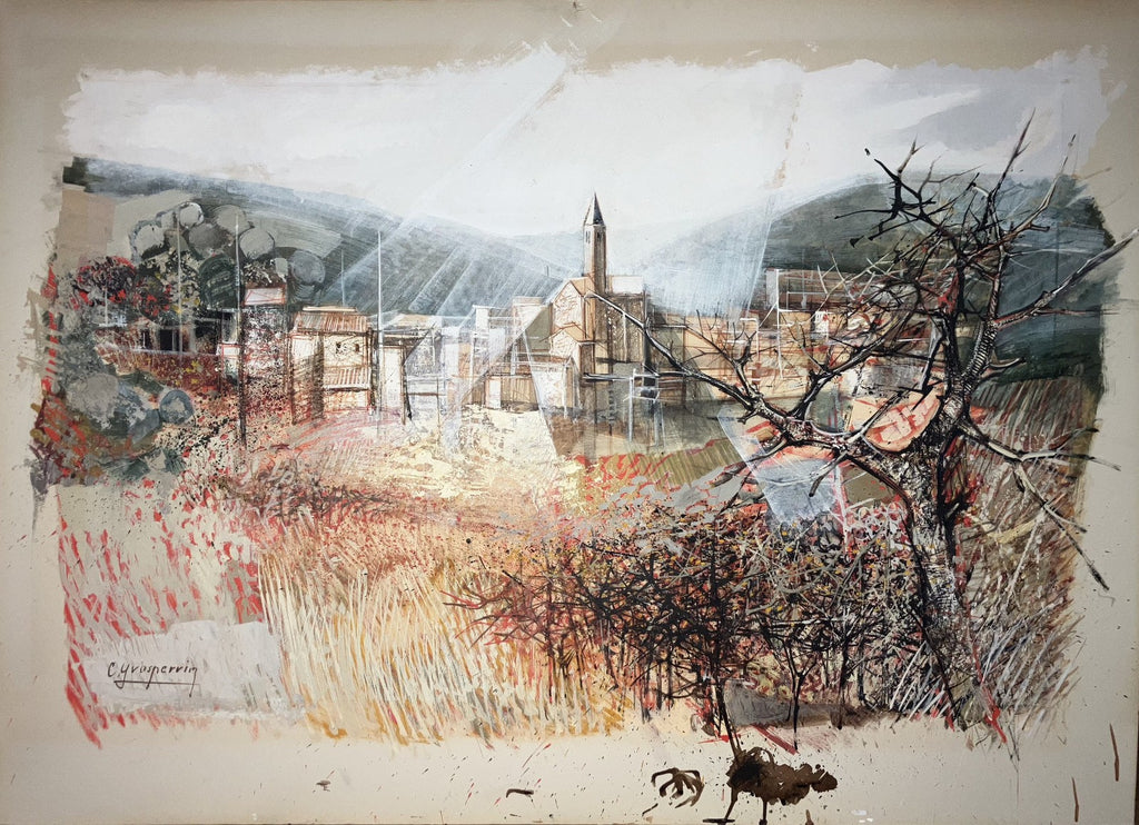 Claude Grosperrin Gouache, Tinte, Aquarell, signiert la Casa Velázquez Vétheuil
