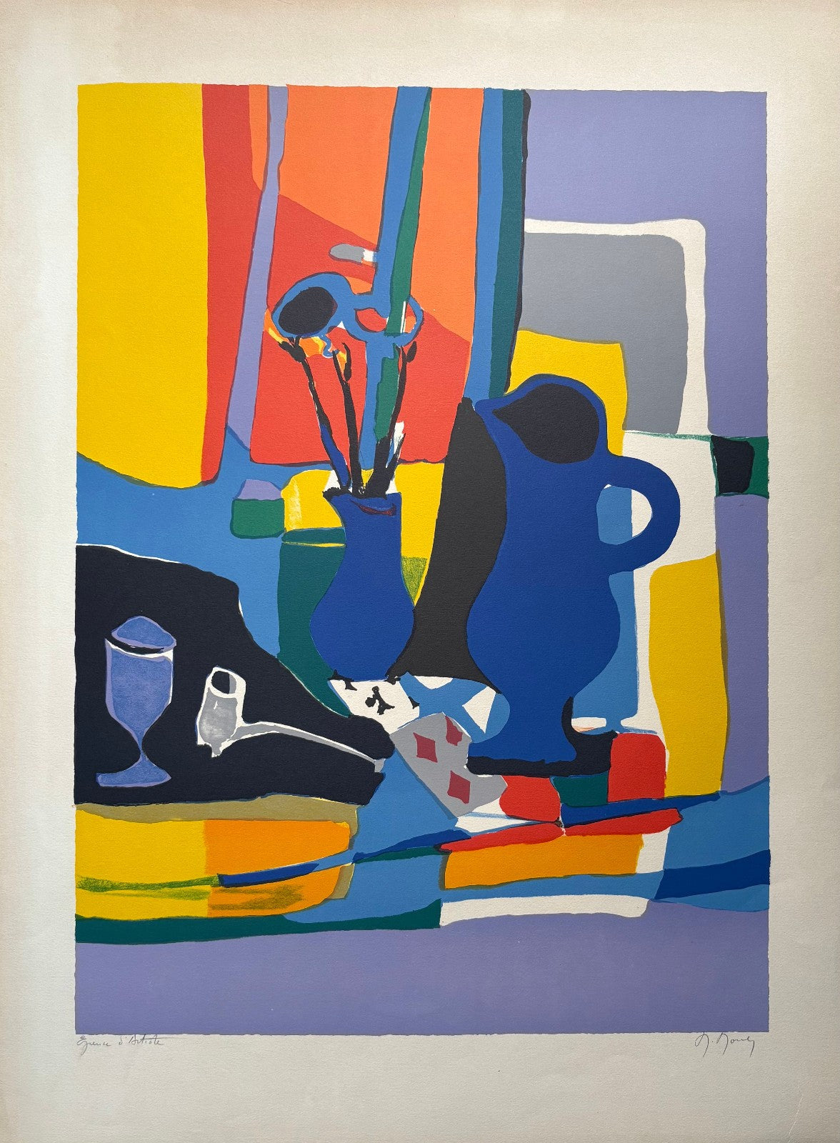 Marcel Mouly Lithographie signiert Kubismus Lyrik Fauvismus Geometrie
