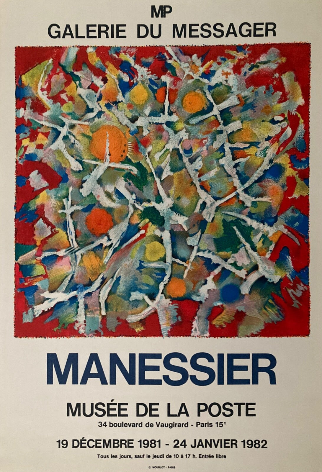 Alfred Manessier, Originallithografieplakat, 1982, Lyrische Abstraktion