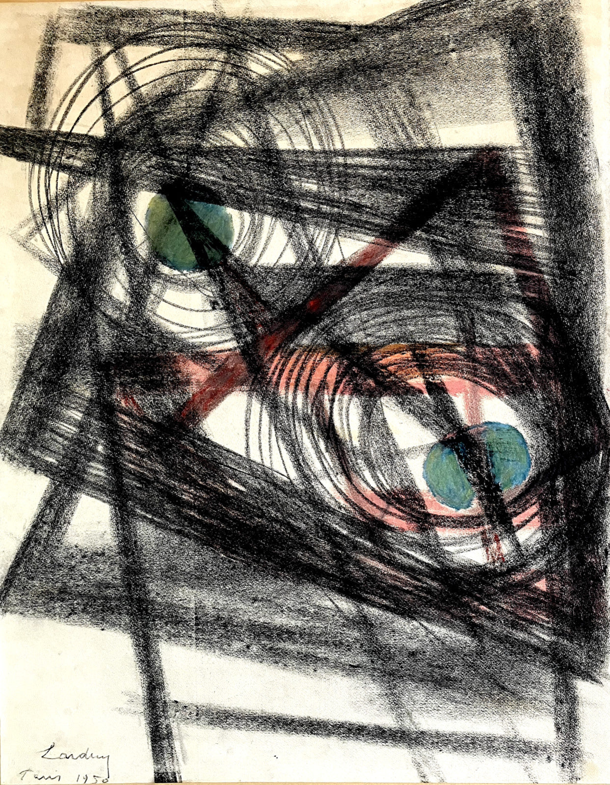 Berto Lardera Pastell Gouache Papier signiert datiert 1950 abstrakte Kunst