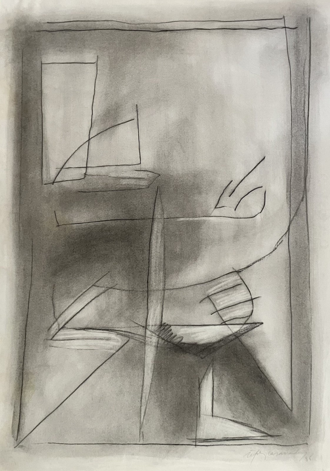 Albert Ràfols-Casamada Pastellzeichnung signiert abstrakte Kunst Abstraktion katalanische Kunst