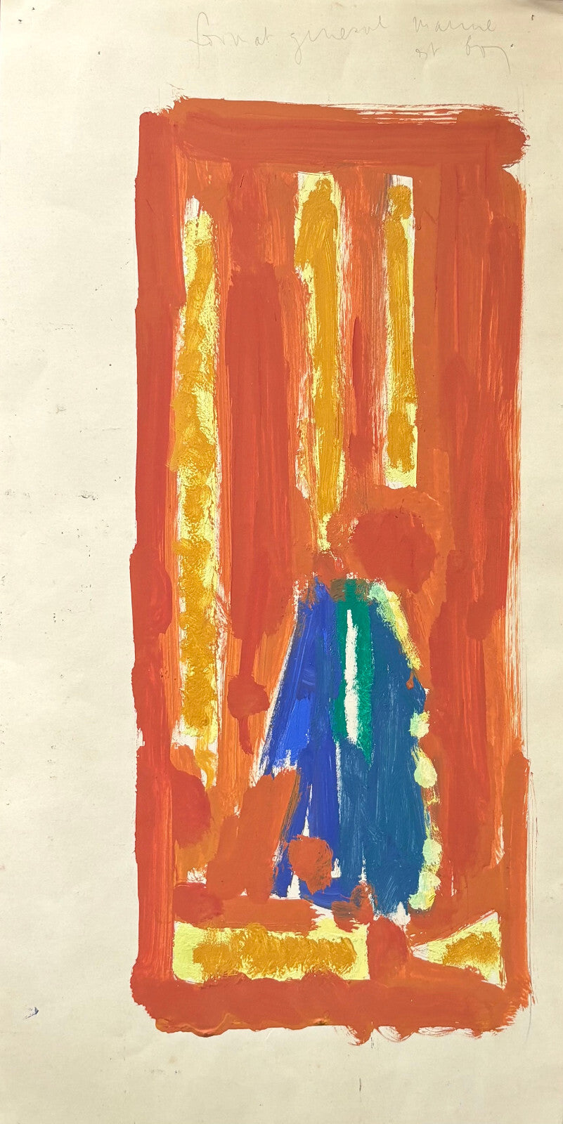 Jean Legros, Gouache auf Papier Atelierstempel geometrische Abstraktion