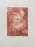 Gina Pellon signierte Radierung kubanische Kunst, lyrische Abstraktion, freie Figuration