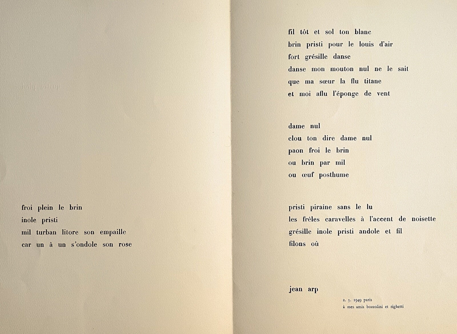Silvano Bozzolini & Jean Arp, Gravure originale, 1949