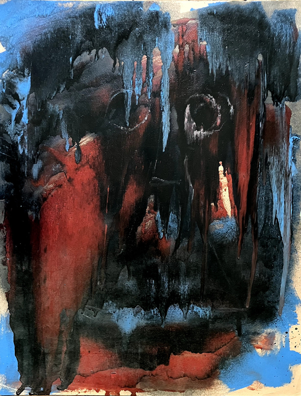 Aline Gagnaire Öl auf Papier, signiert, Surrealismus, abstrakte Kunst, Abstraktion, Kunst